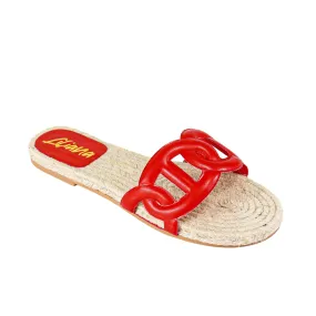 AILEEN-1 PU FOAM UPPER ESPADRILLE SANDAL - RED