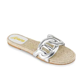 AILEEN-1 PU FOAM UPPER ESPADRILLE SANDAL - SILVER