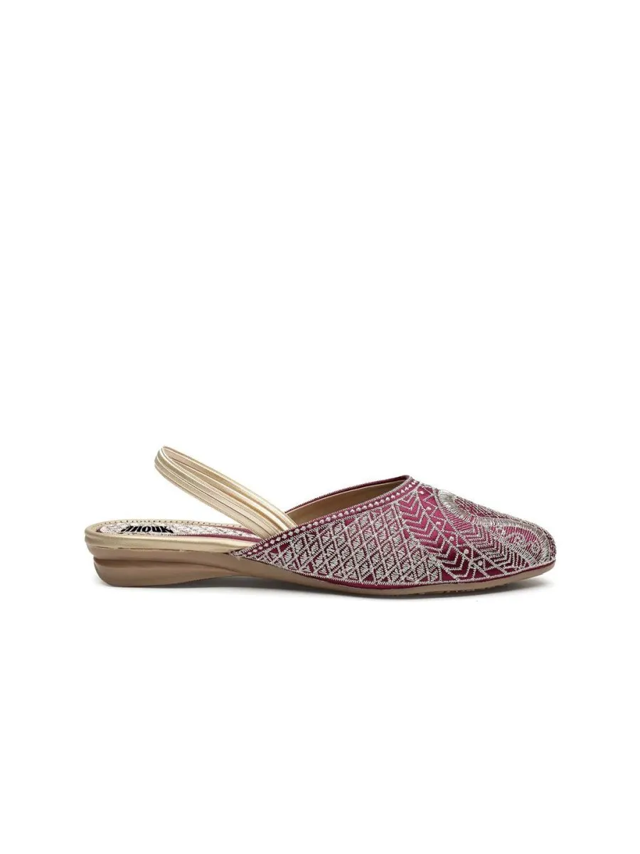 Anouk Women Leather Embroidered Backstrap Mules Flats