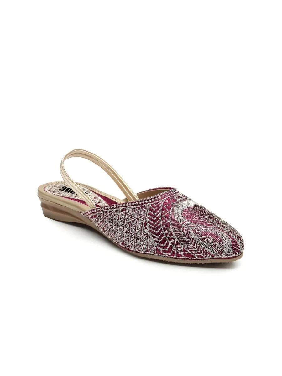 Anouk Women Leather Embroidered Backstrap Mules Flats