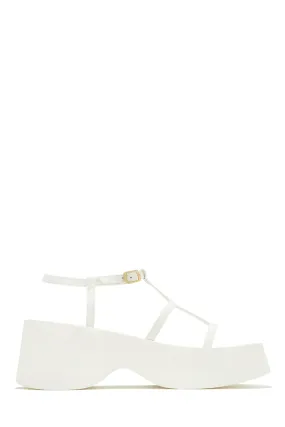 Beach Trip Flat Platform Sandals - White