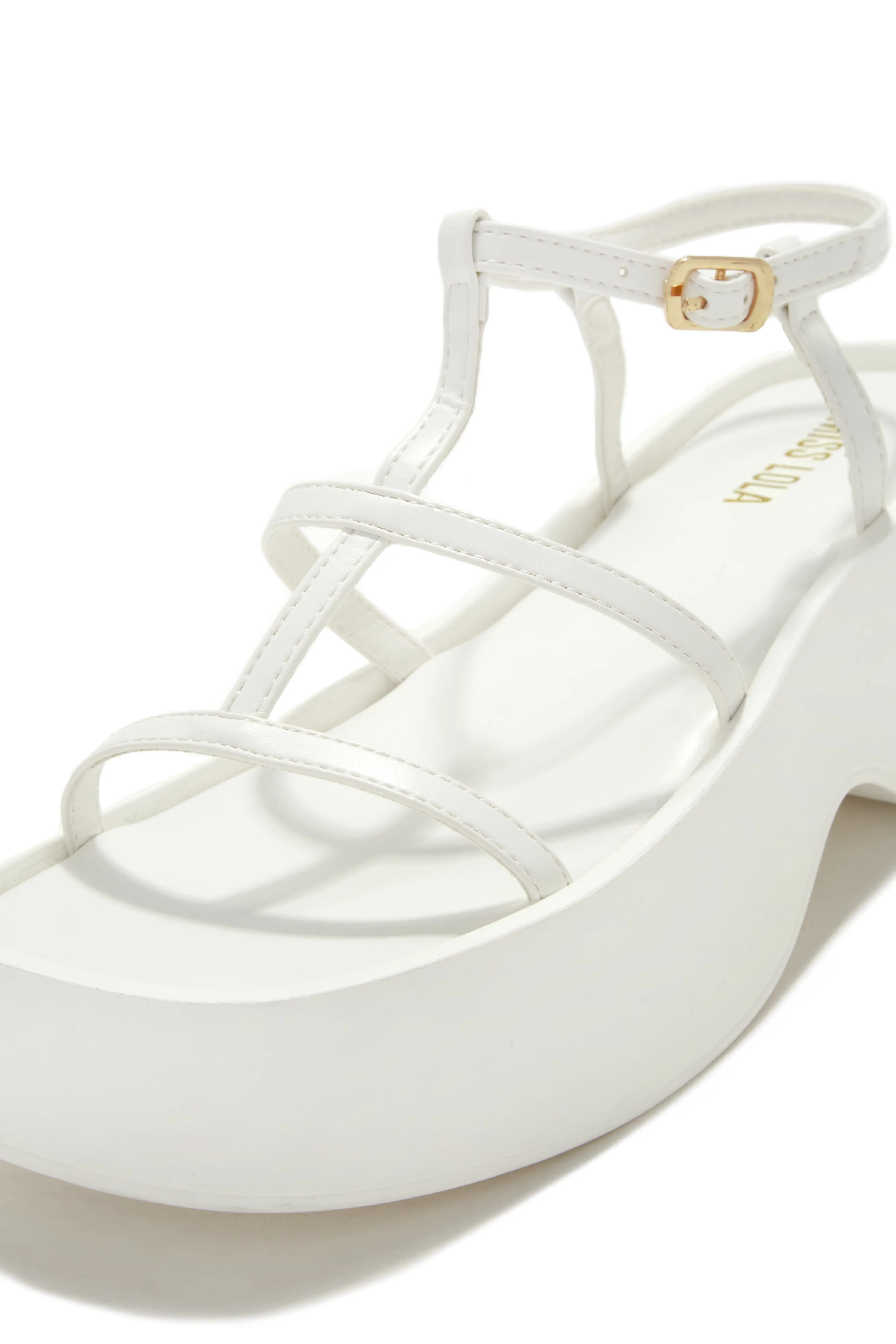 Beach Trip Flat Platform Sandals - White