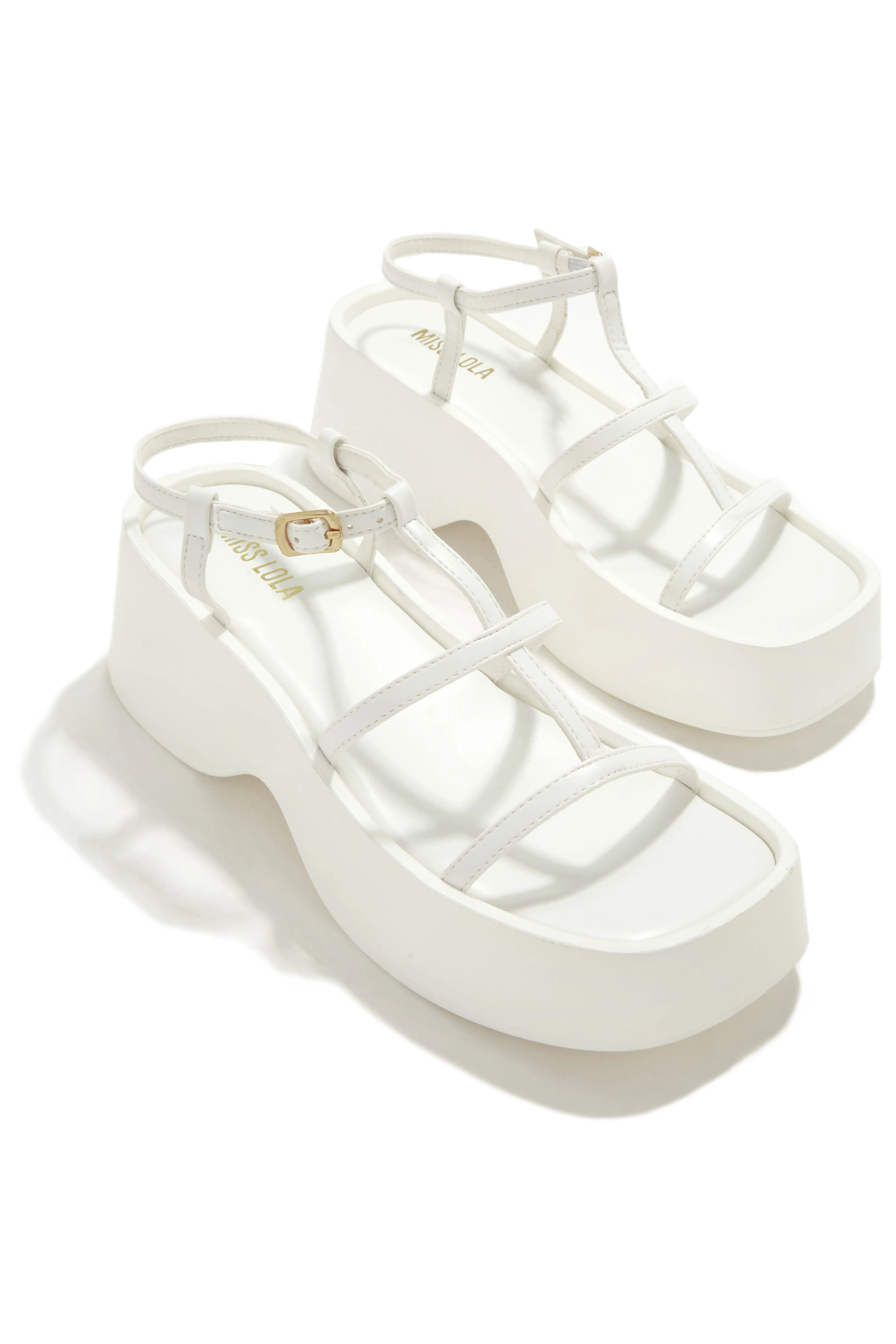 Beach Trip Flat Platform Sandals - White