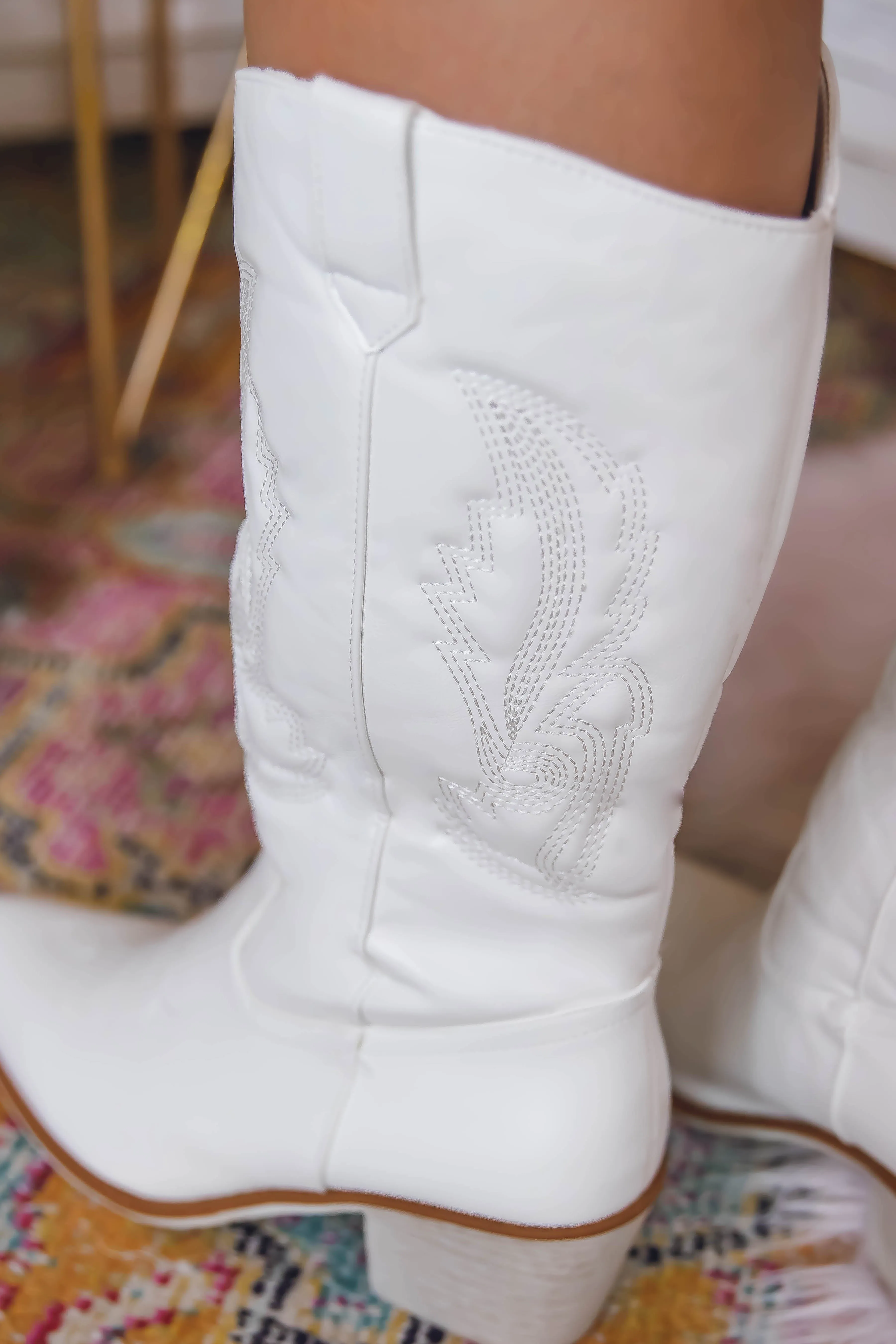 Billie Tall Western Boots-White