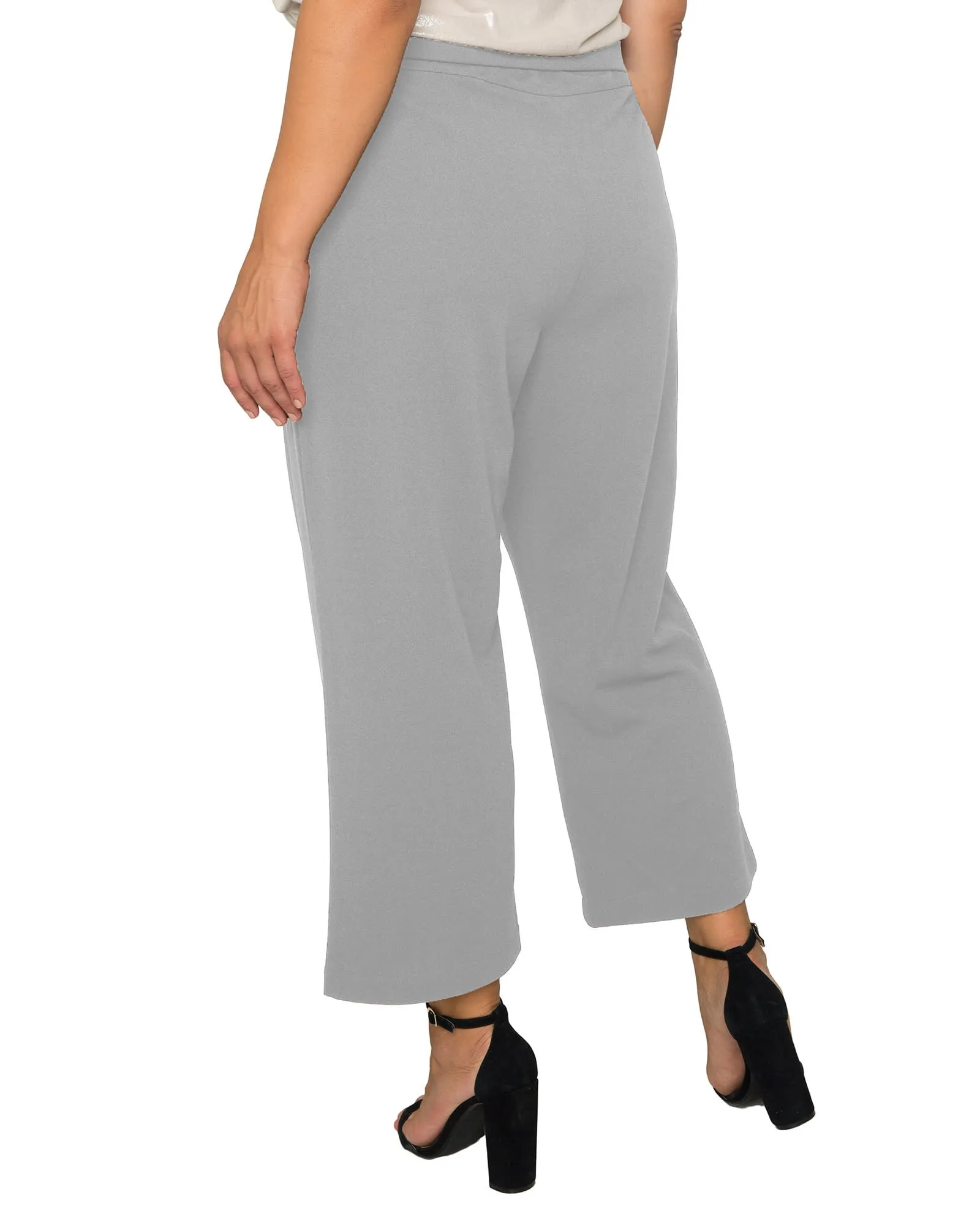 Ellie High Waist Crepe Crop Pants | Dark Grey