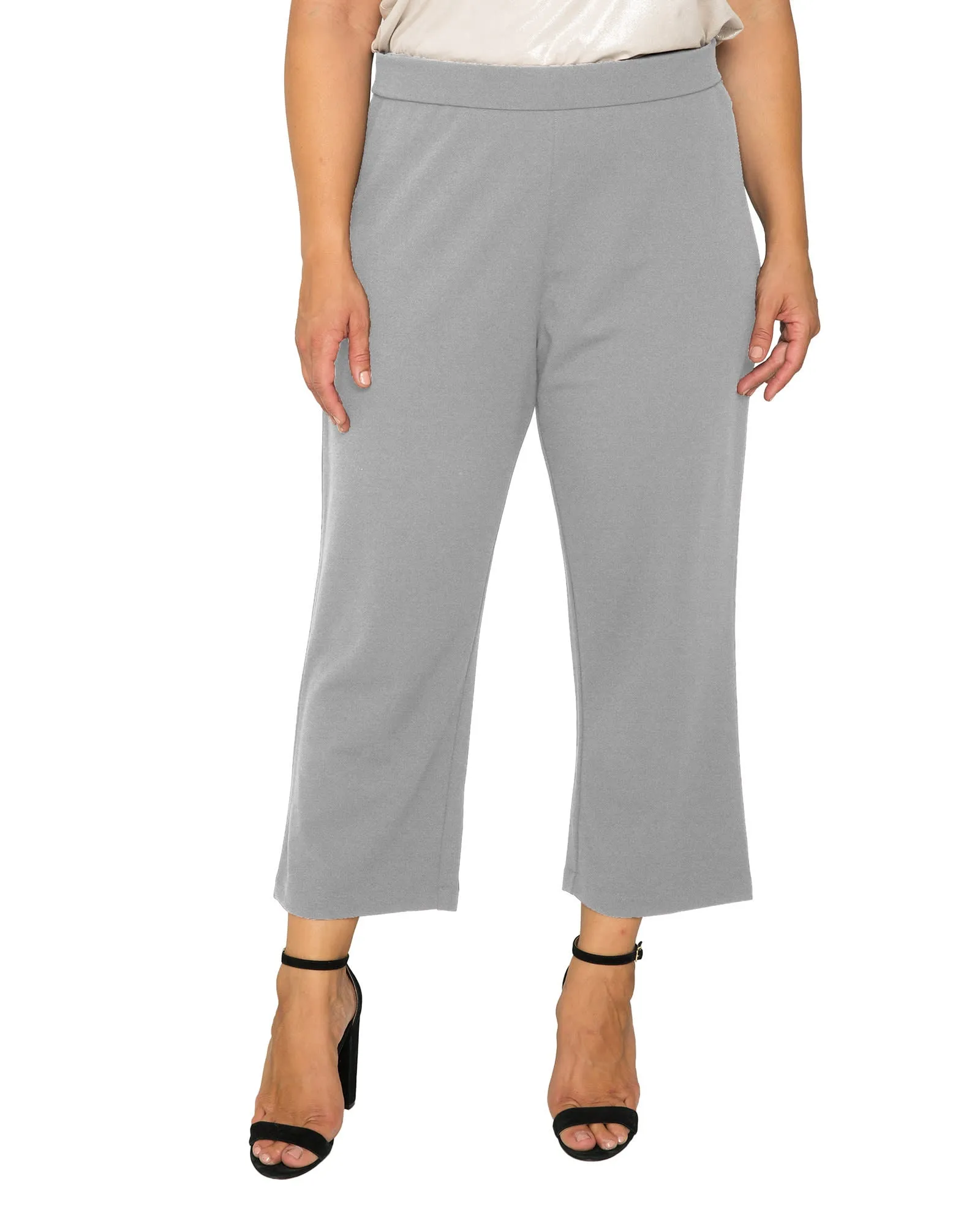 Ellie High Waist Crepe Crop Pants | Dark Grey