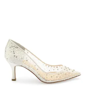 Evelyn - Sequin Low Ivory Wedding Shoes