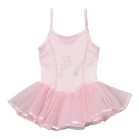 Girls Pink Ballet Slipper Applique Skirted Dance Leotard 12M-10