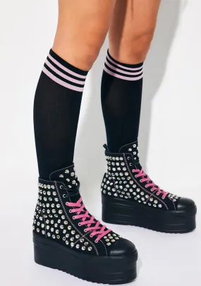 Jeweled Ghoul Studded High Top Sneakers