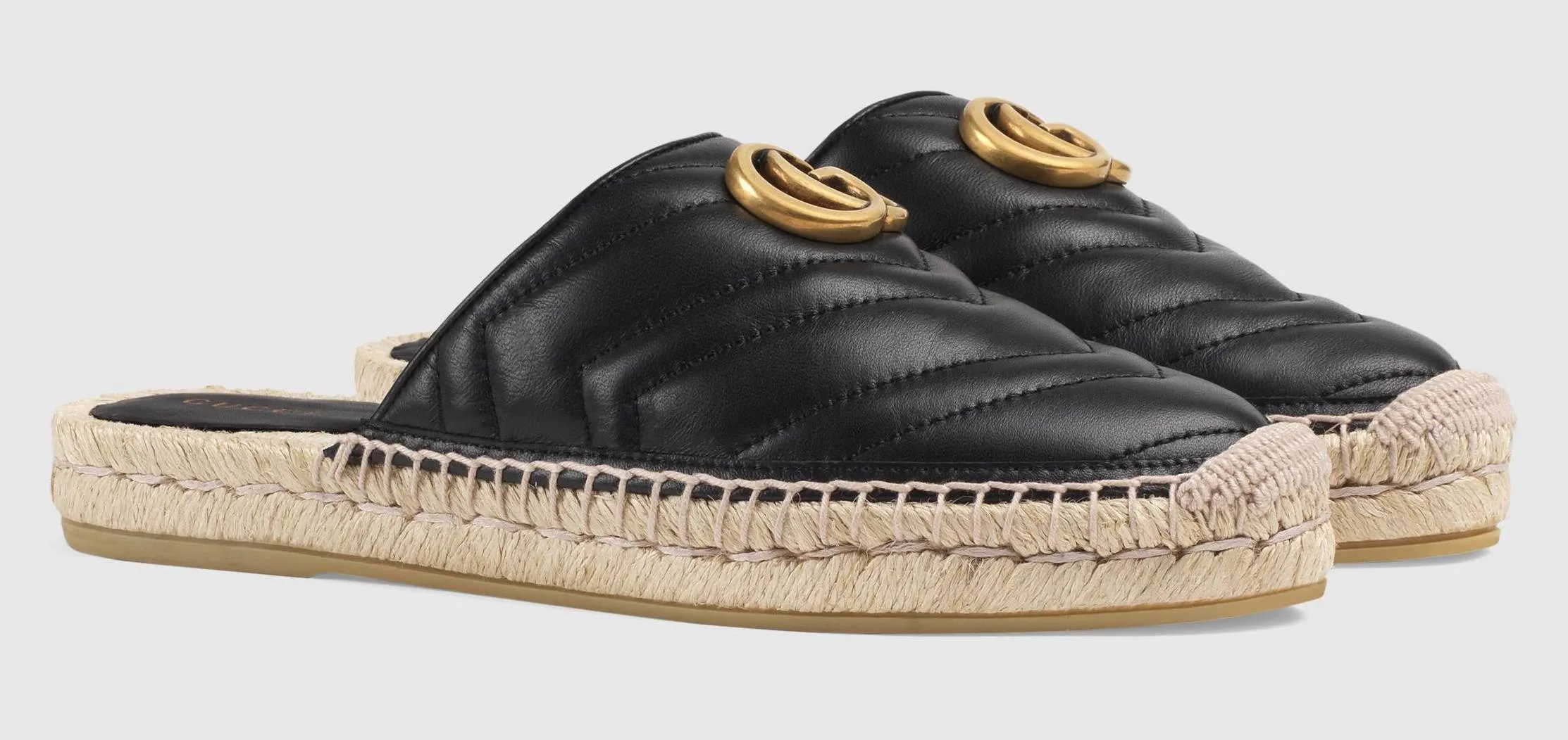 Leather Espadrille with Double G - White or Black