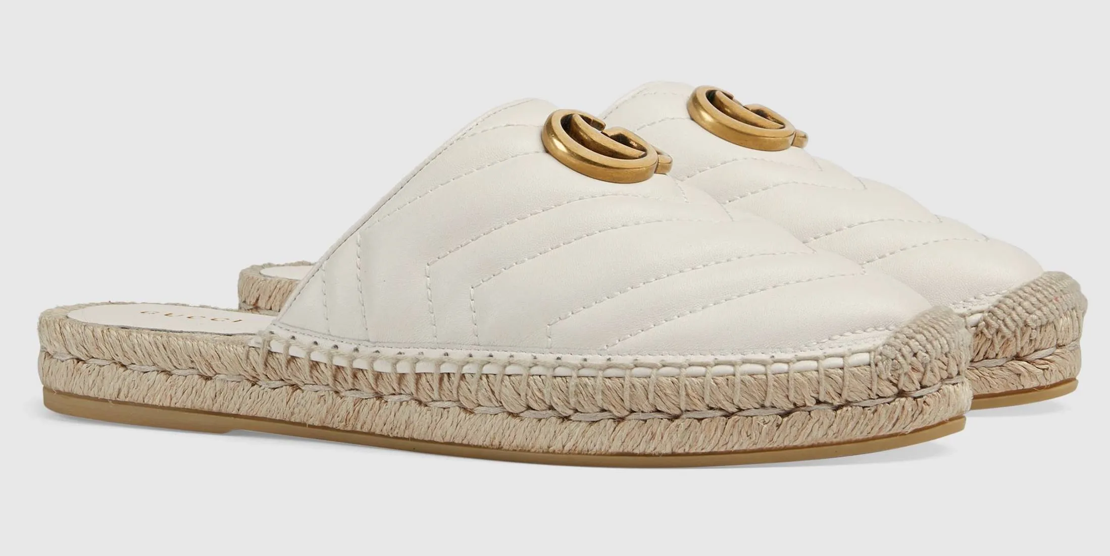 Leather Espadrille with Double G - White or Black