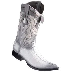 Los Altos Boots Caiman Tail White Pointed Toe Cowboy Boots