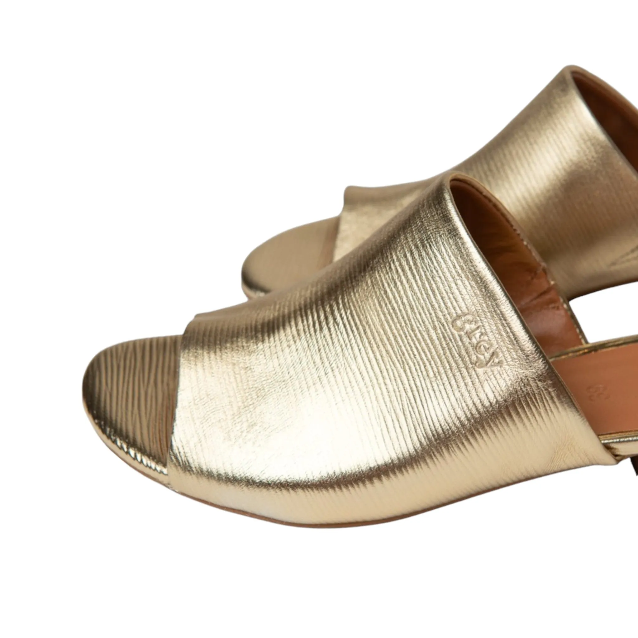 Low Heeled Mule Sandals (Heidi - Undrey Gold) New Collection!