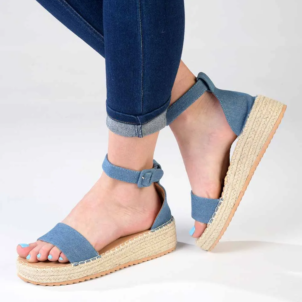 Madison Carina Closed Back Espadrille Sandals - Blue