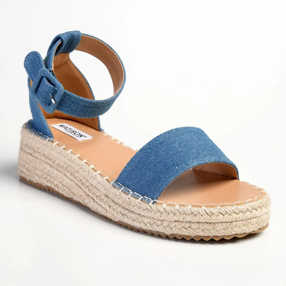 Madison Carina Closed Back Espadrille Sandals - Blue