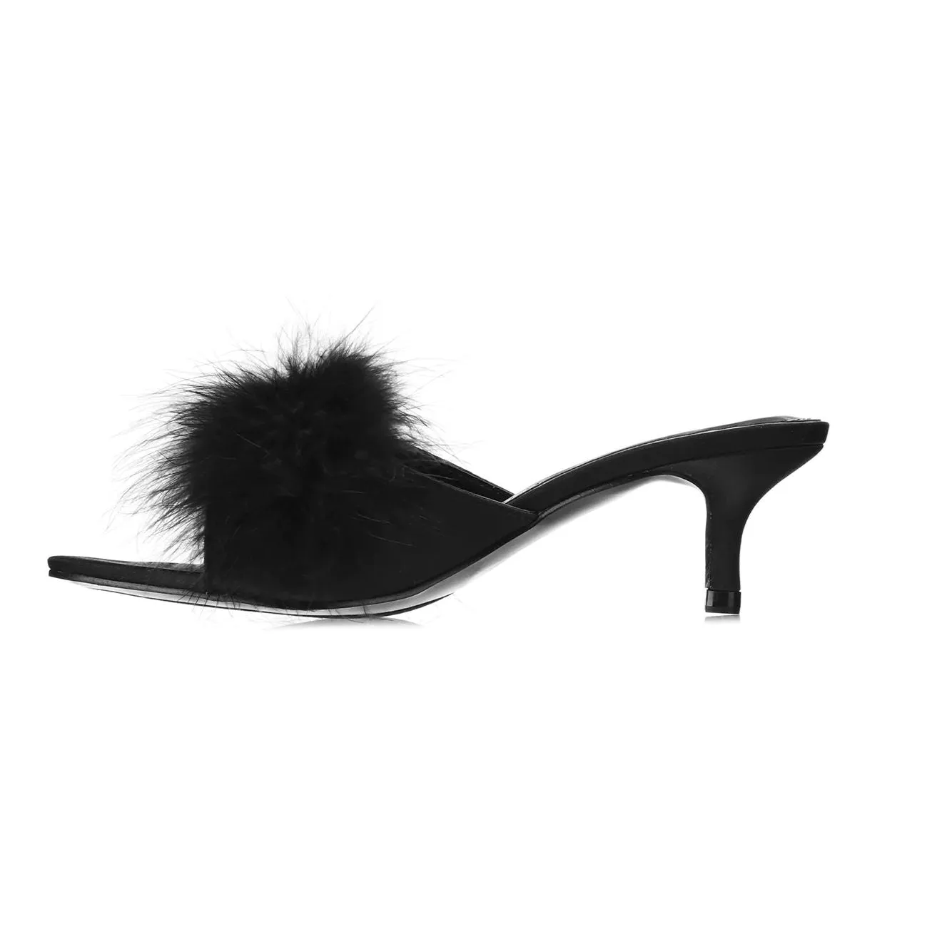 MeMoi Mona Marabou Slippers in Black LOV8500