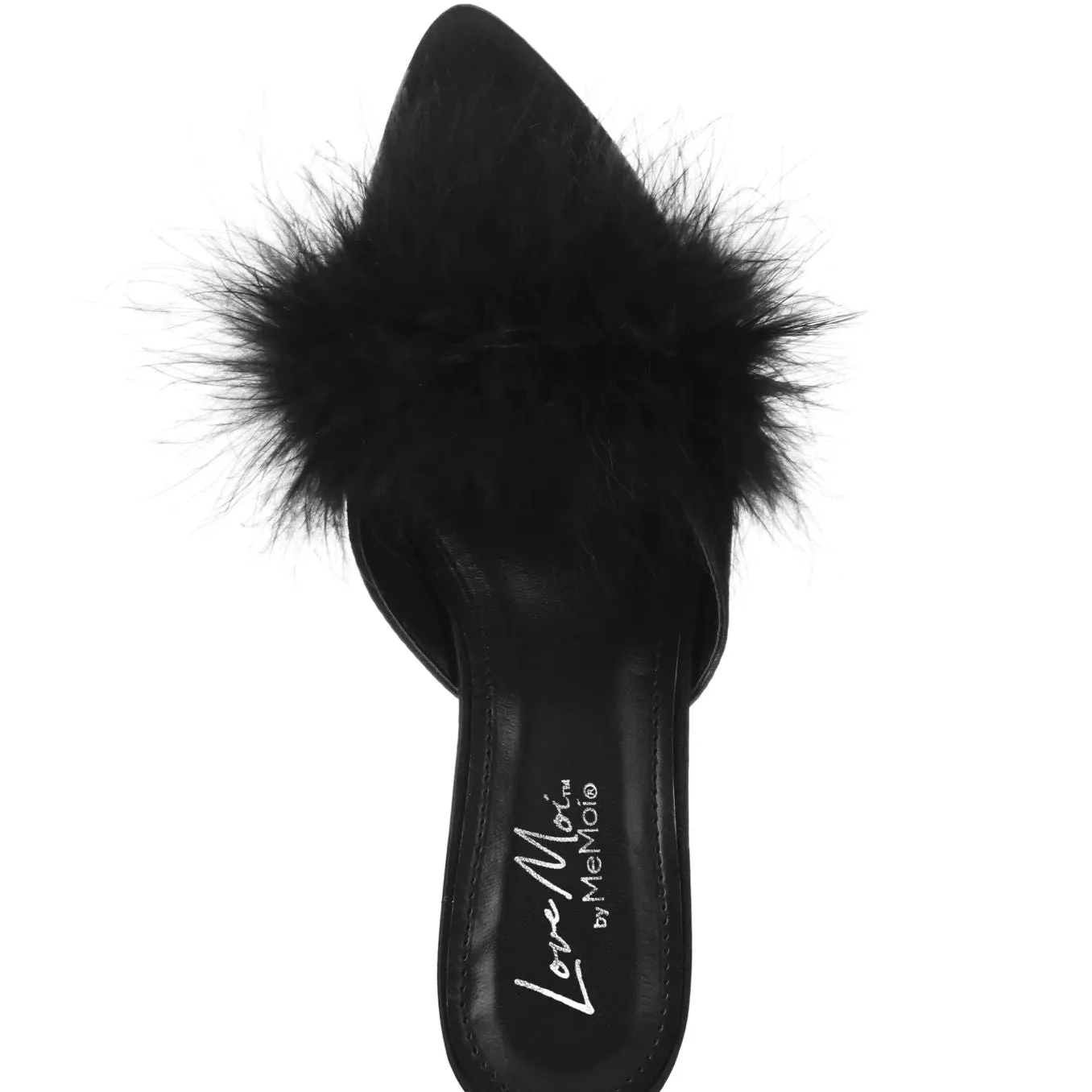 MeMoi Mona Marabou Slippers in Black LOV8500