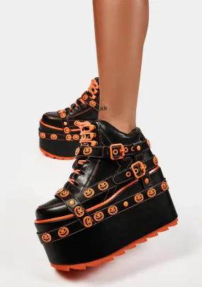 Orange Qozmo Bondage Jack-O-Lantern Platform Sneakers