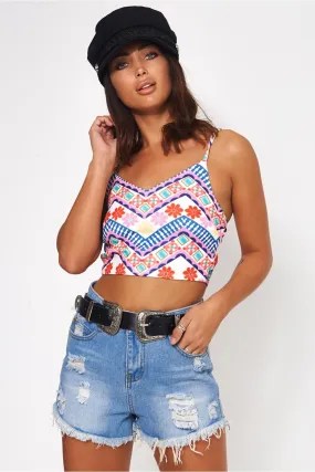 Pink Aztec Crop Top