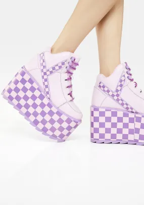 Pink/Lavender Qozmo Checker Platform Sneakers