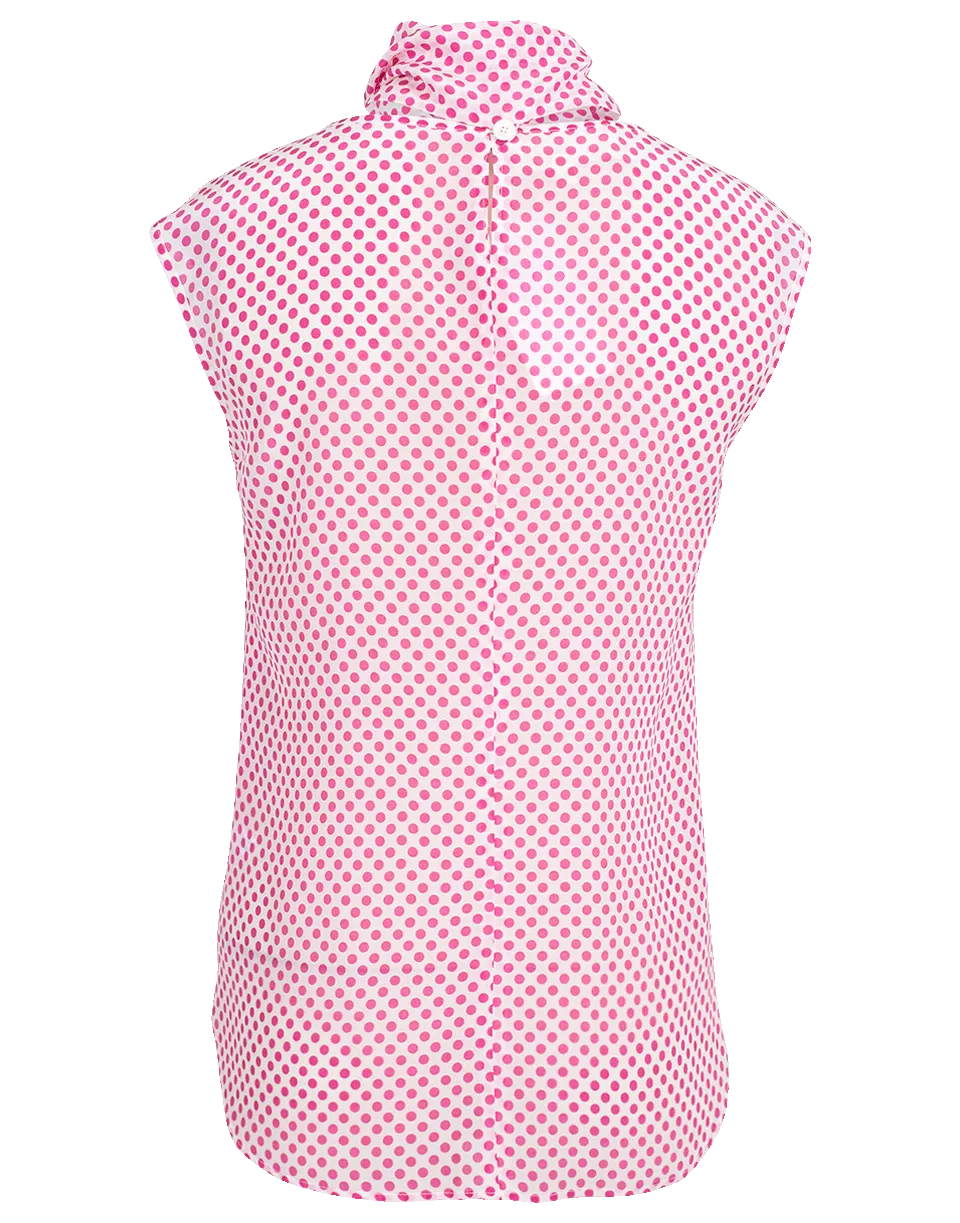 Polka Dot Neck Tie Blouse