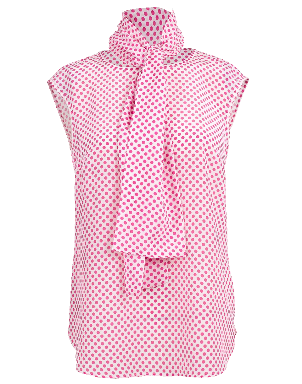 Polka Dot Neck Tie Blouse