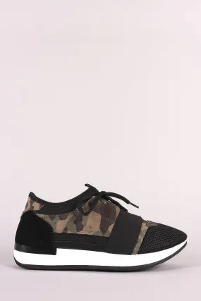 Qupid Camouflage Mesh Toe Lace-Up Sneaker