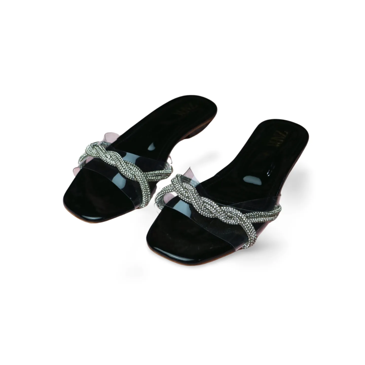 Rhinestone Sandals Transparent Vinyl Heels