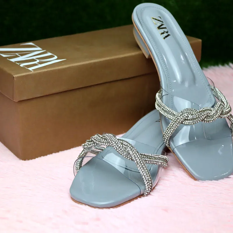 Rhinestone Sandals Transparent Vinyl Heels