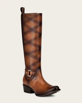 Riding style embroidered honey boot