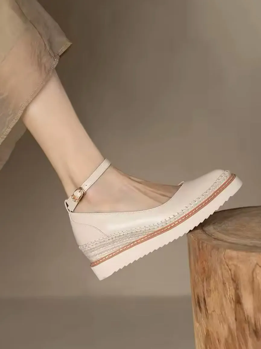 Solid colors pigskin platform espadrille wedge