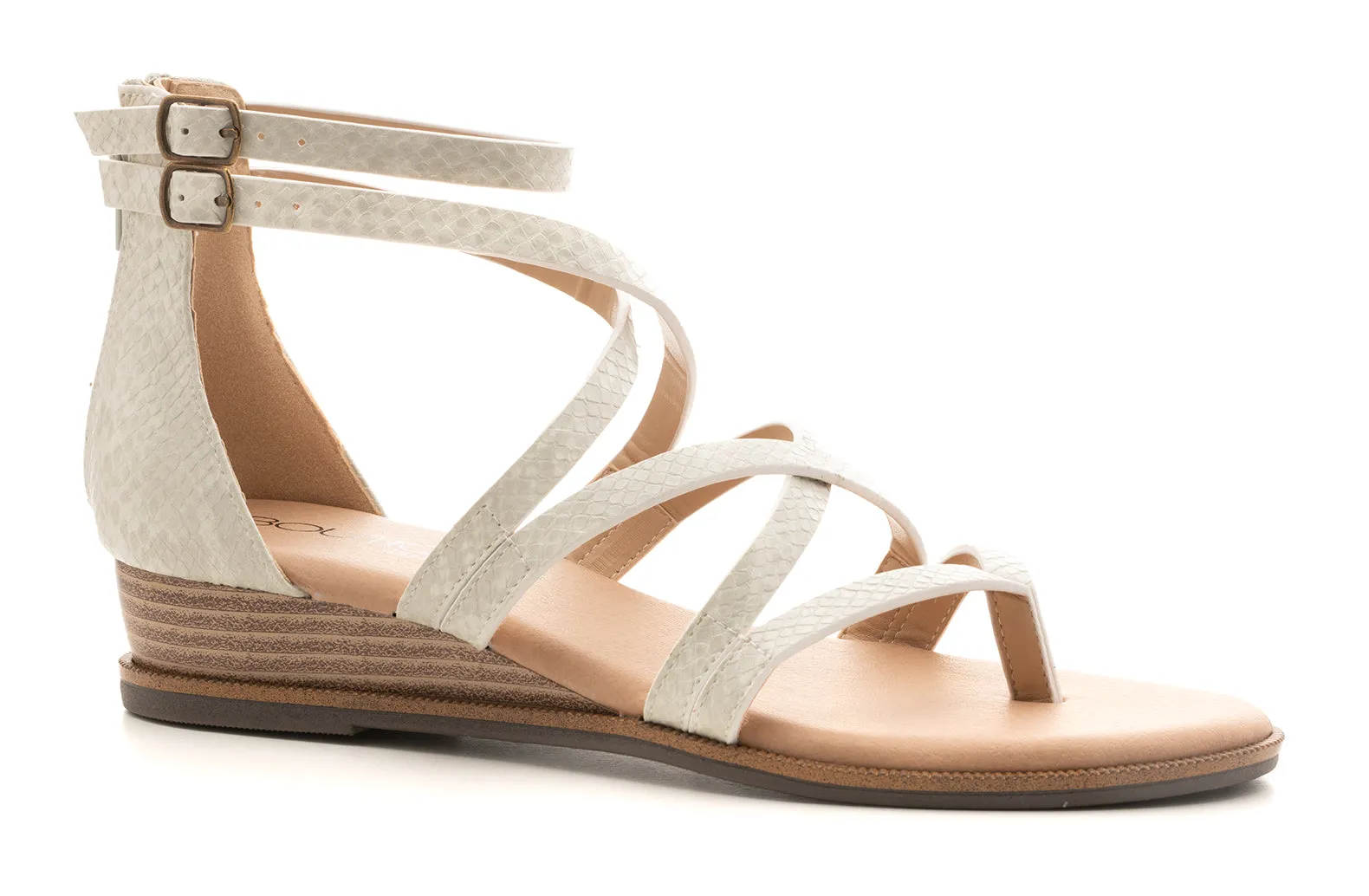 Sweet Tea White Snake Strappy Sandal