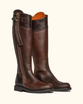 Tall Spanish Riding Boots Leather Sole - Brown