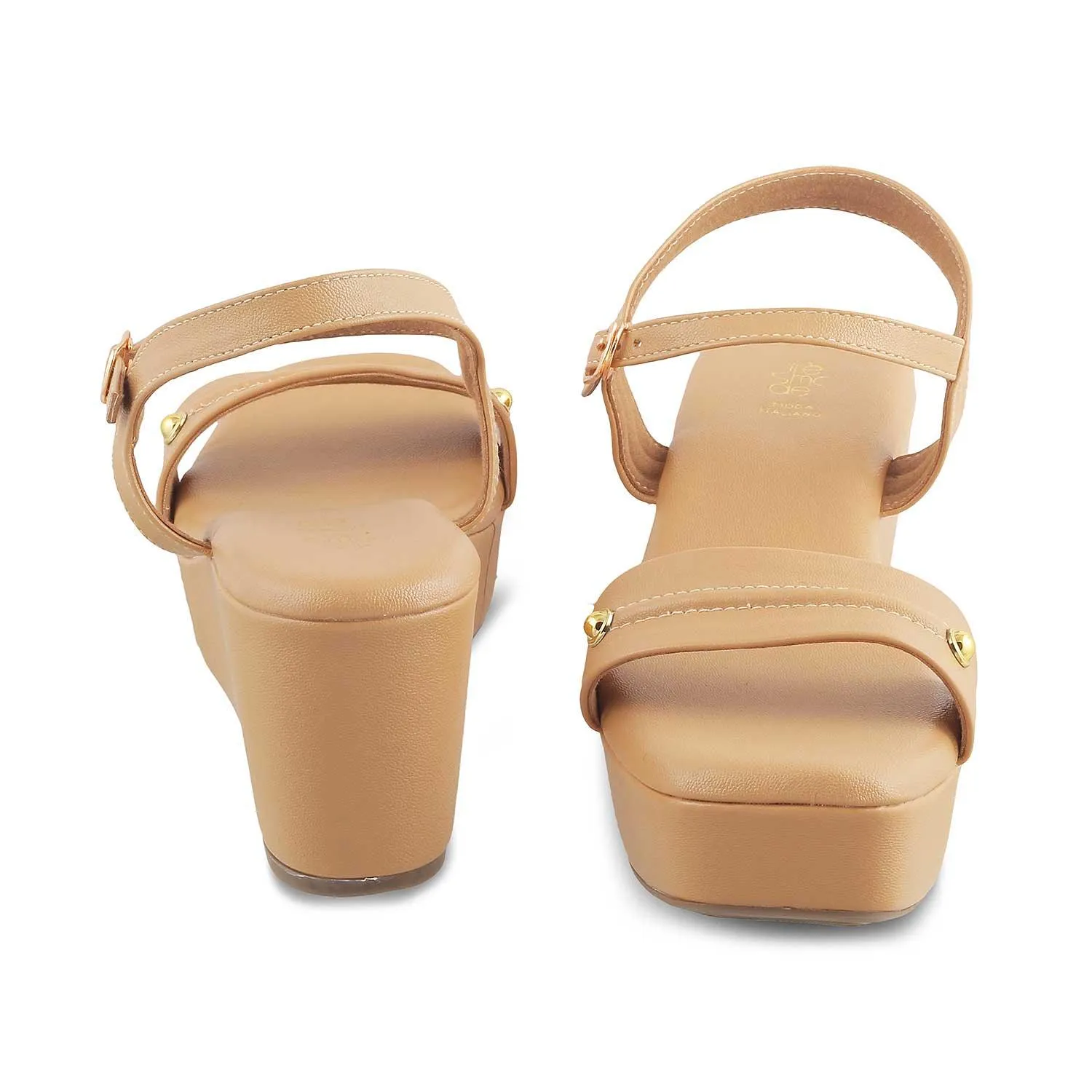 The Amst Beige Women's Dress Wedge Sandals Tresmode