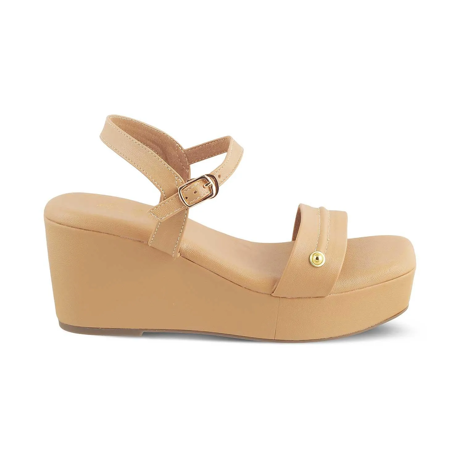 The Amst Beige Women's Dress Wedge Sandals Tresmode