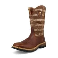 Twisted X Work Boots Mens 12" Leather Distressed Saddle MXB0008 (Ruby) and MXB0010 (Brown)