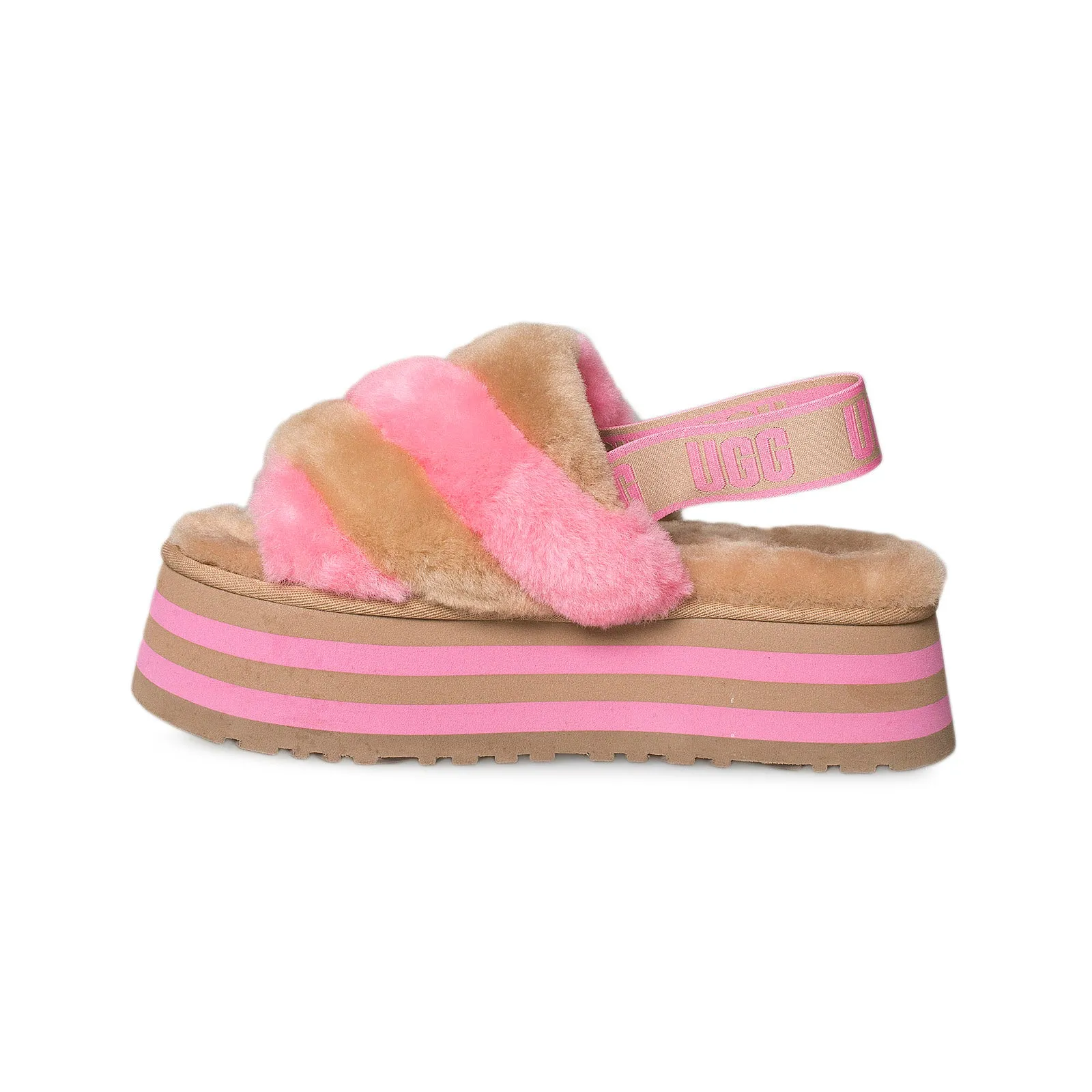 UGG Disco Slide Chestnut Pink Rose Combo Slippers - Women's