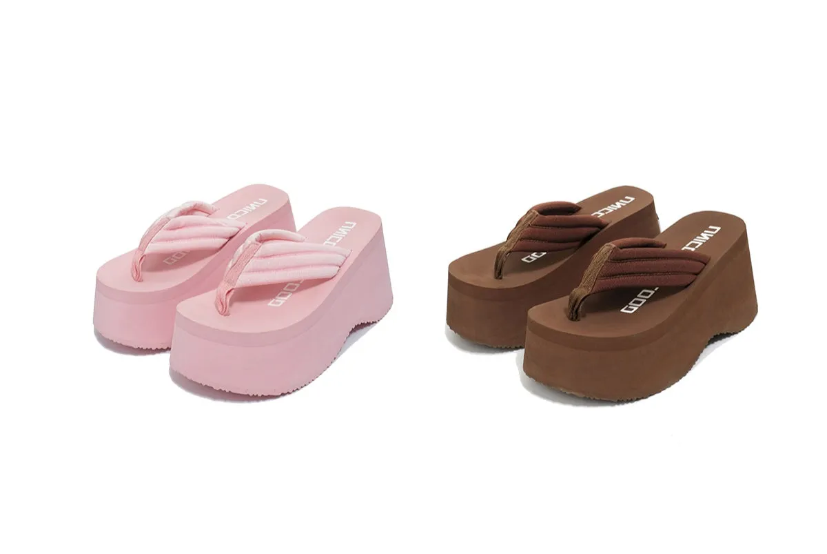 Unicorn Blood-201 Y2K Split Toe Platform Slippers, Thick Sole Round Head Sandals, Open Toe Chunky Sole Slides, Thick Strap Band Flip Flops for Women