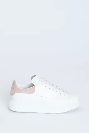 White Leather and Suede Preowned Platform Trainers